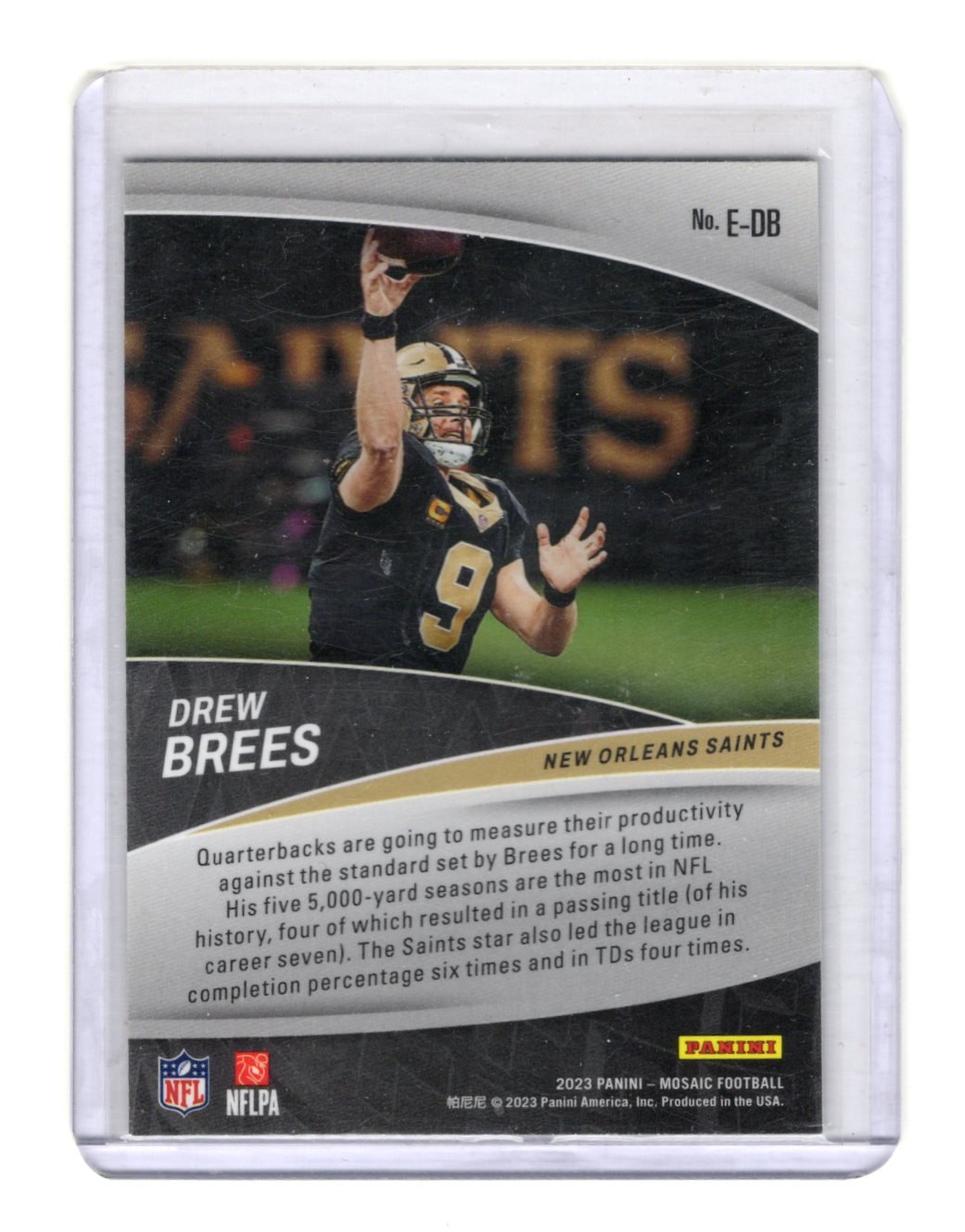 2023 Panini Mosaic Drew Brees Card Elevate New Orleans Saints