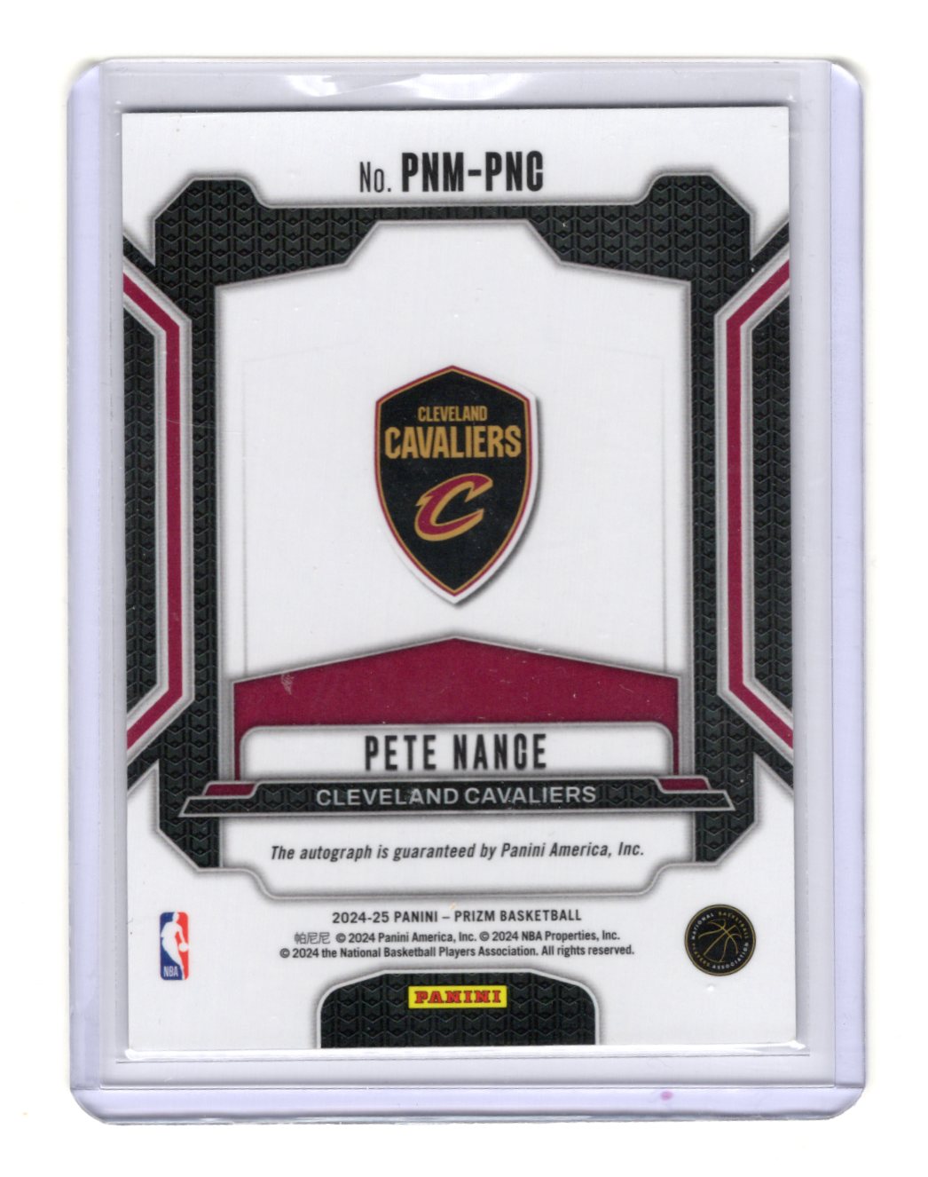 2024-25 Panini Prizm Pete Nance Card Penmanship AU Cleveland Cavaliers