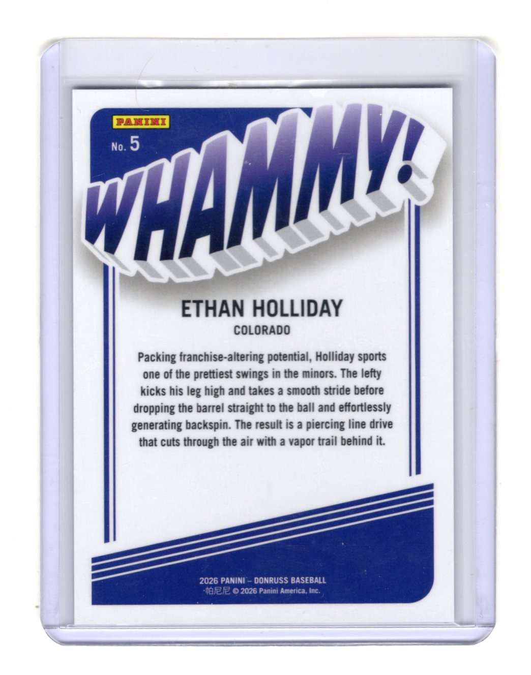 2026 Donruss Ethan Holliday Card Whammy! Colorado Rockies