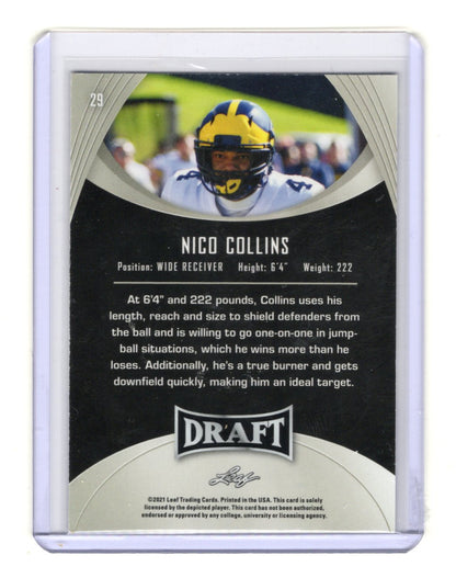 2021 Leaf Draft Nico Collins Card Michigan Wolverines