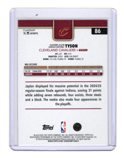 2025-26 Topps Jaylon Tyson Card Season Tip Off Cleveland Cavaliers