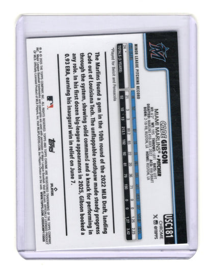 2025 Topps Chrome Update Cade Gibson Card RC Miami Marlins