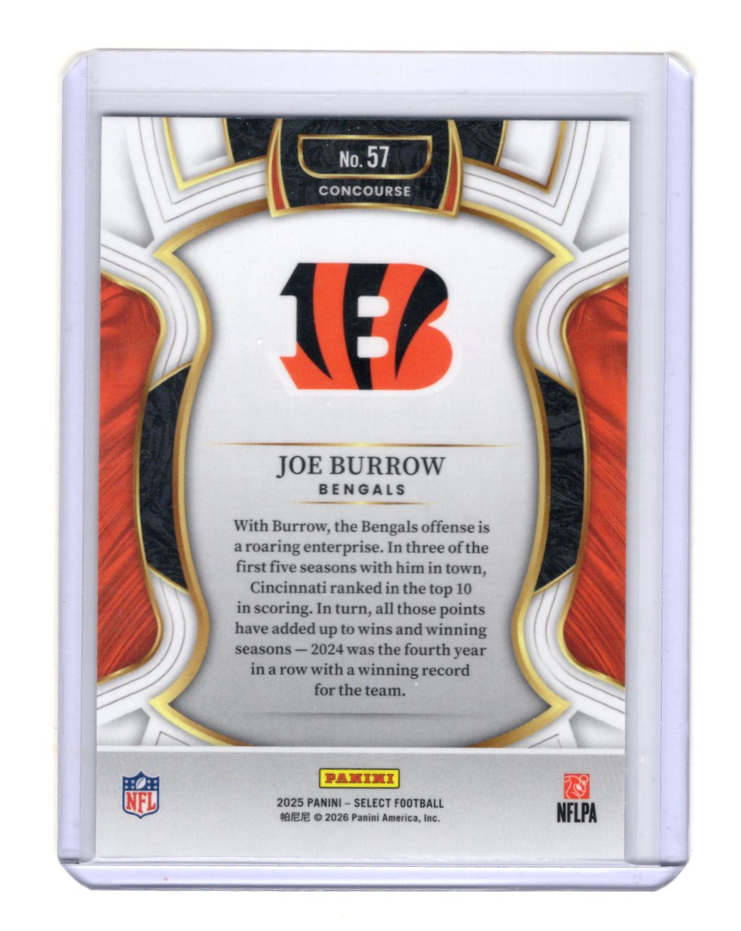 2025 Panini Select Joe Burrow Card Cincinnati Bengals