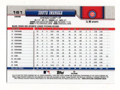 2026 Topps Chrome Shota Imanaga Card X-Fractors Chicago Cubs