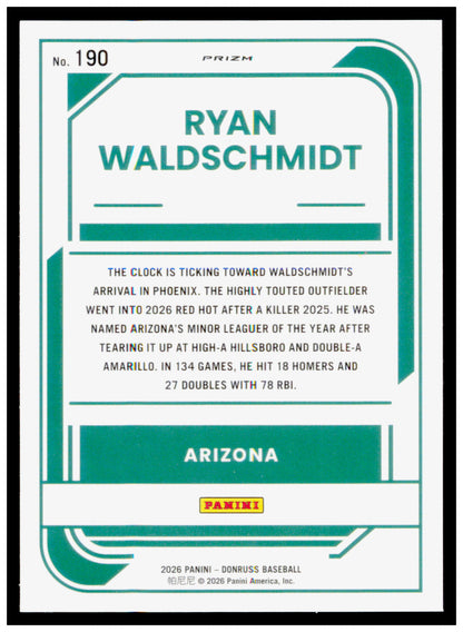 2026 Donruss Ryan Waldschmidt Card Optic Circles Arizona Diamondbacks