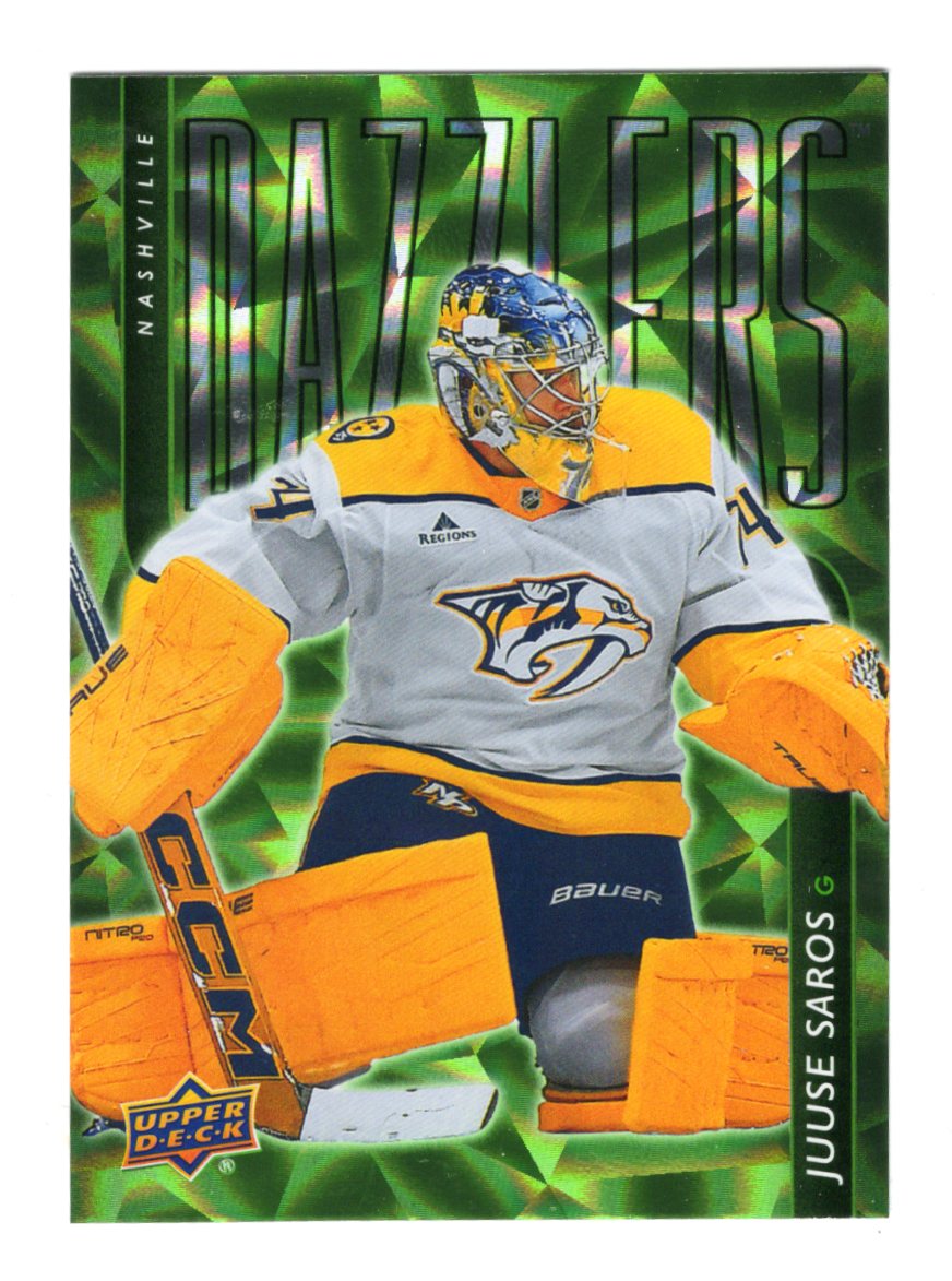 2025-26 Upper Deck Juuse Saros Card Dazzlers Green Nashville Predators