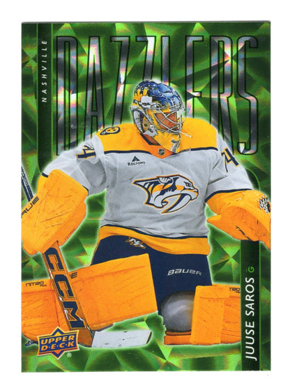 2025-26 Upper Deck Juuse Saros Card Dazzlers Green Nashville Predators