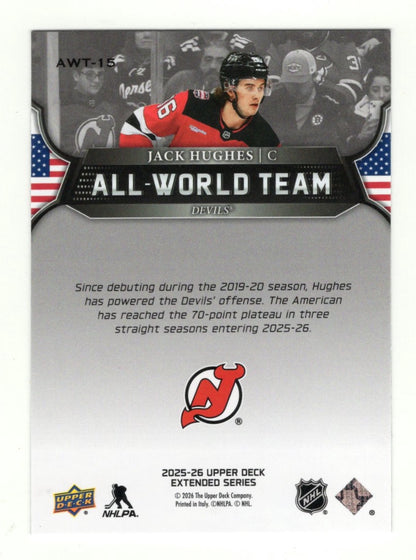 2025-26 Upper Deck Jack Hughes Card All-World Team New Jersey Devils