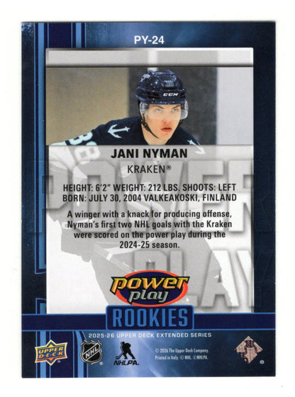 2025-26 Upper Deck Jani Nyman Card Power Play Seattle Kraken