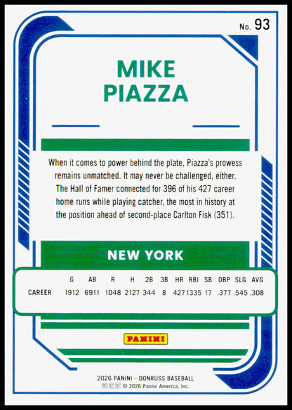 2026 Donruss Mike Piazza Card Red and Blue New York Mets