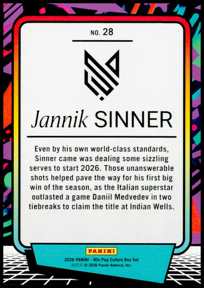 2026 Panini Decades 90s Pop Culture Jannik Sinner Card Cleveland Indians