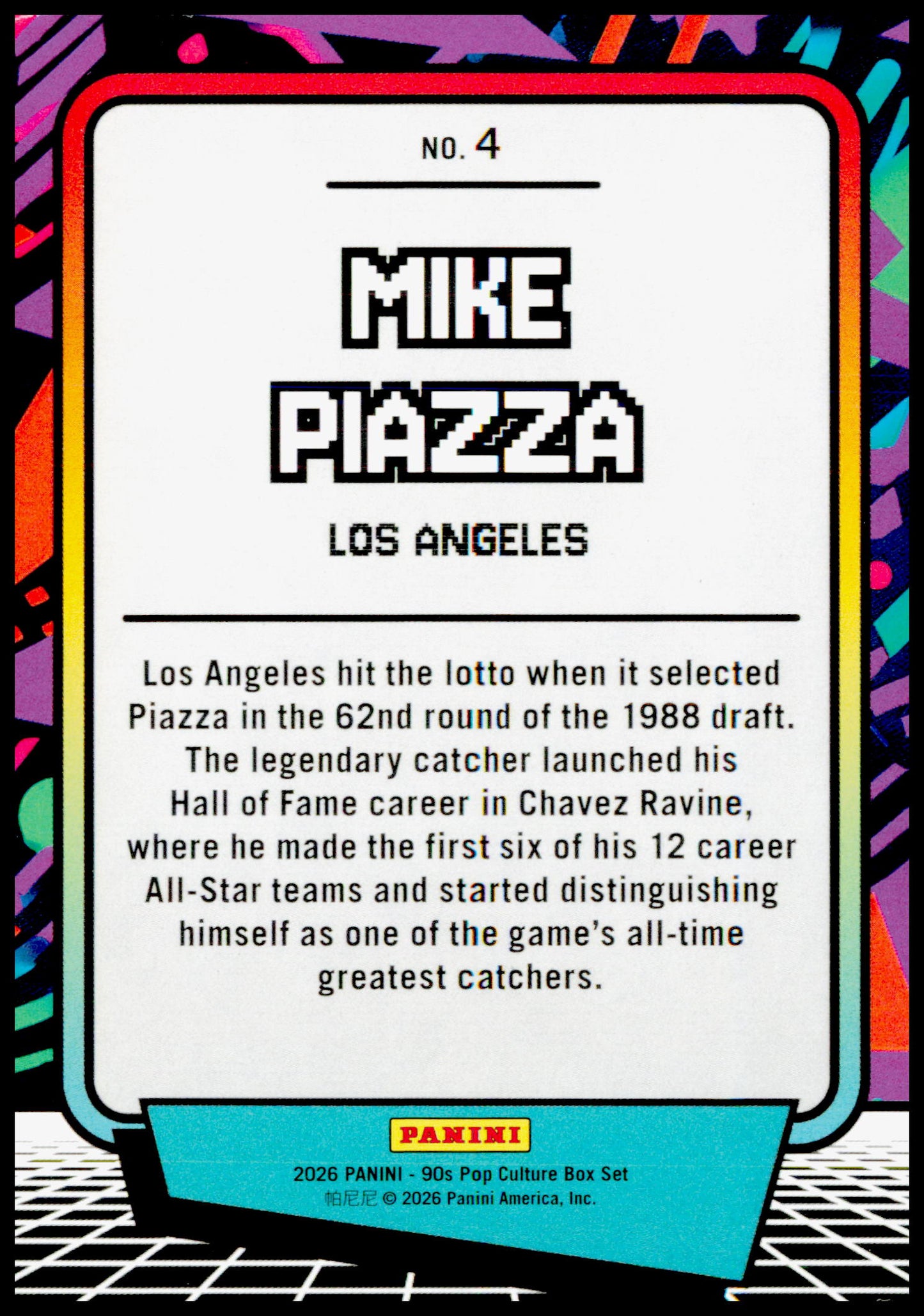 2026 Panini Decades 90s Pop Culture Mike Piazza Card Los Angeles Dodgers