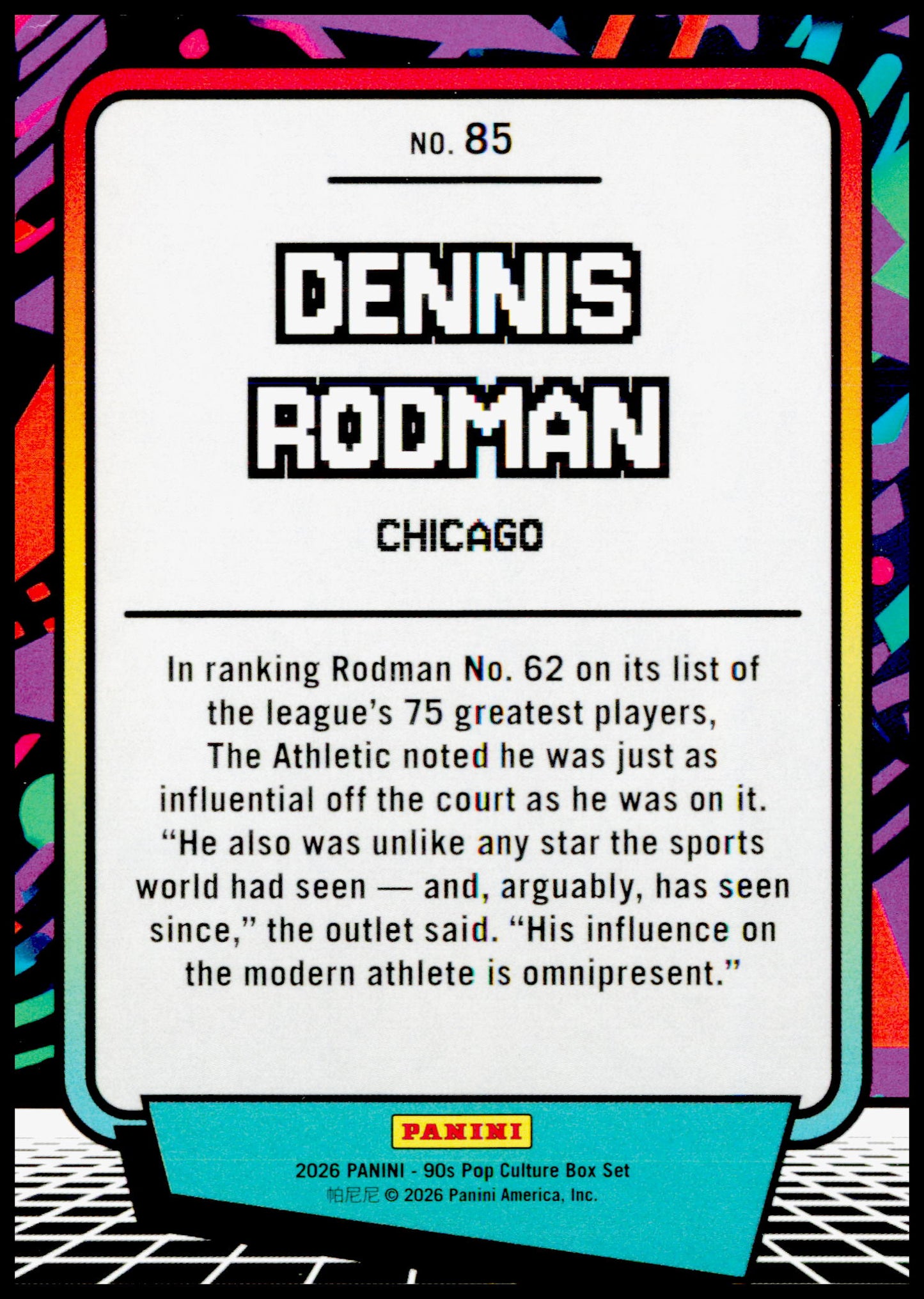 2026 Panini Decades 90s Pop Culture Dennis Rodman Card Chicago Bulls