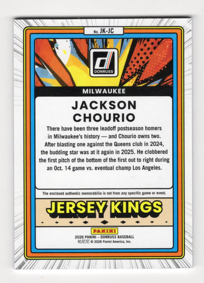 2026 Donruss Jackson Chourio Card Jersey Kings Blue Ice MEM Brewers