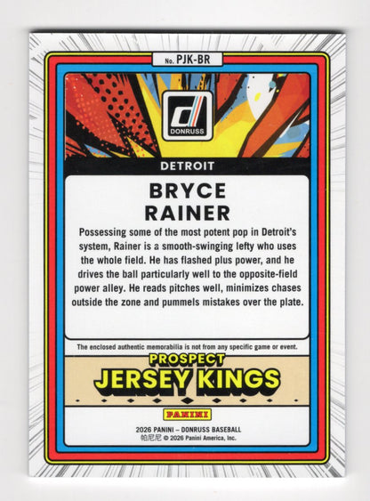 2026 Donruss Bryce Rainer Card Prospect Jersey Kings Blue Ice MEM Detroit Tigers