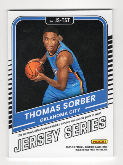 2025-26 Donruss Thomas Sorber Card Jersey Series MEM Oklahoma City Thunder