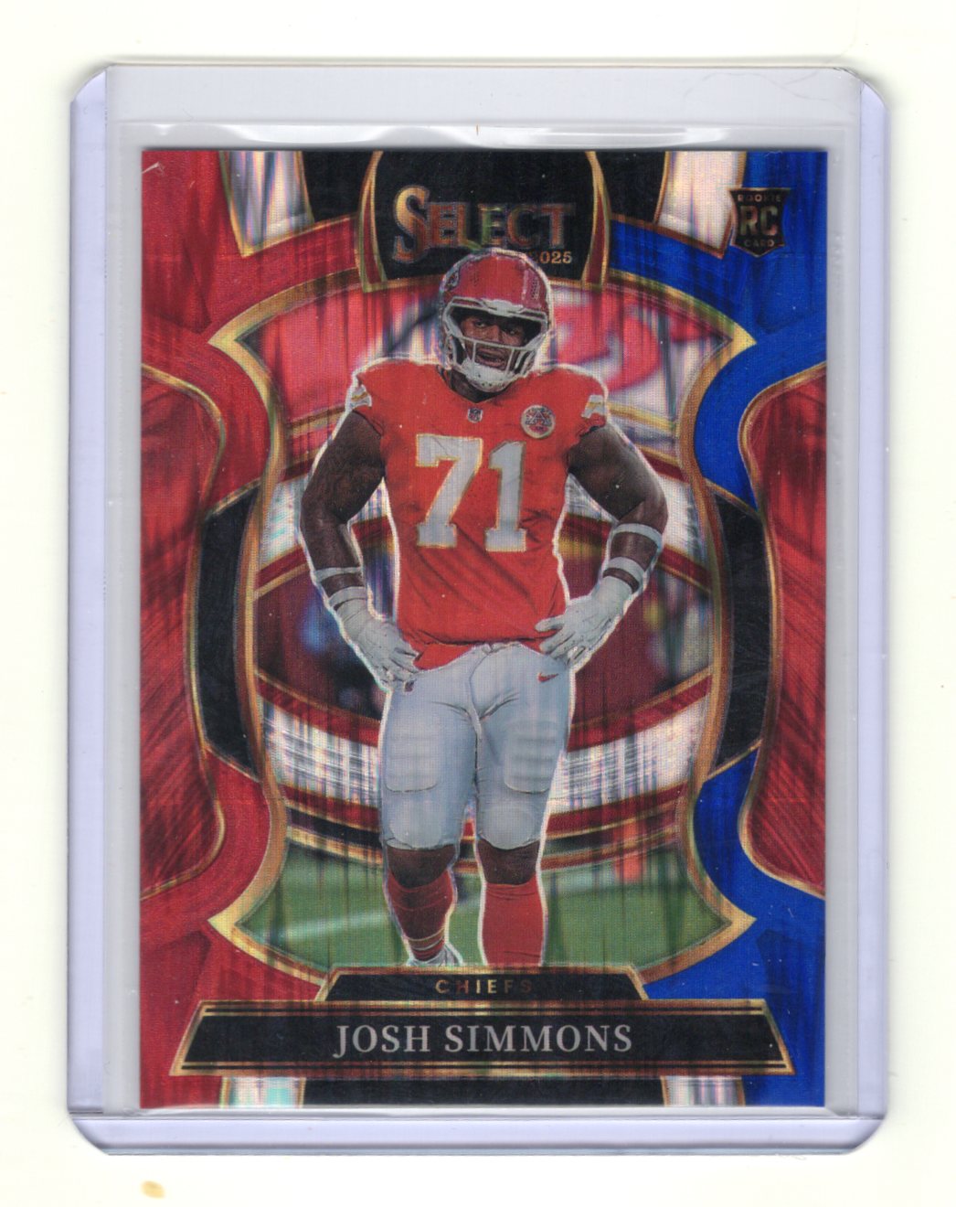 2025 Panini Select Josh Simmons Card Red and Blue Prizm Shock RC  Chiefs