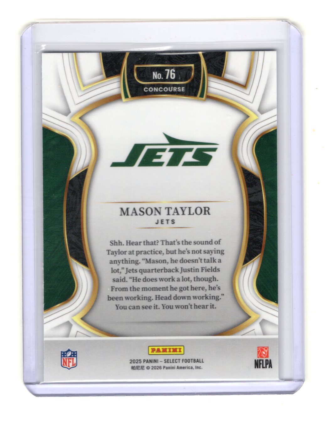 2025 Panini Select Mason Taylor Card RC New York Jets