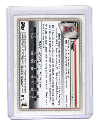 2020 Bowman Mike Trout Card Los Angeles Angels