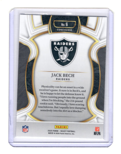 2025 Panini Select Jack Bech Card RC Las Vegas Raiders