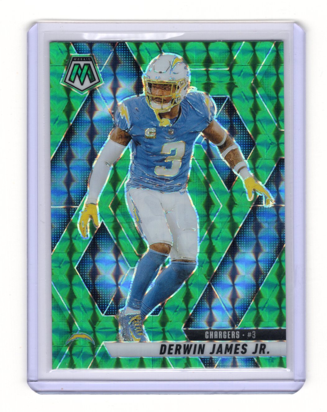 2025 Panini Mosaic Derwin James Jr. Card Mosaic Green Los Angeles Chargers