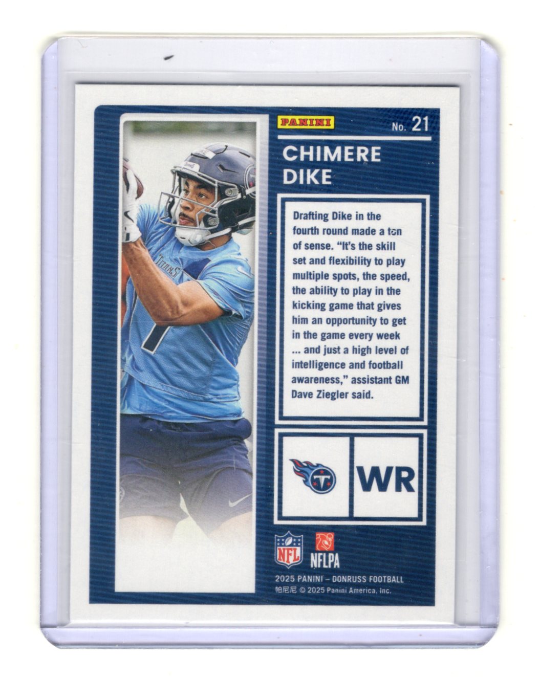 2025 Donruss Chimere Dike Card The Rookies Tennessee Titans