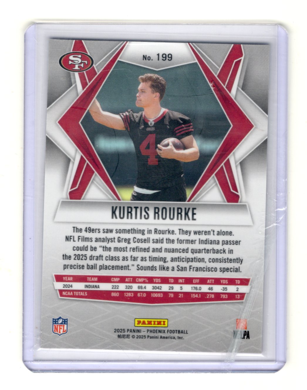 2025 Panini Phoenix Kurtis Rourke Card RC San Francisco 49ers
