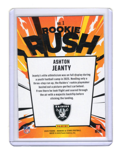 2025 Panini Rookies & Stars Ashton Jeanty Card Rookie Rush Las Vegas Raiders