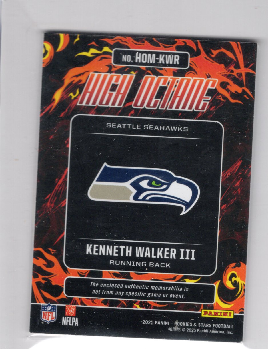 2025 Panini Rookies & Stars Kenneth Walker III High Octane Memorabilia Prime /49