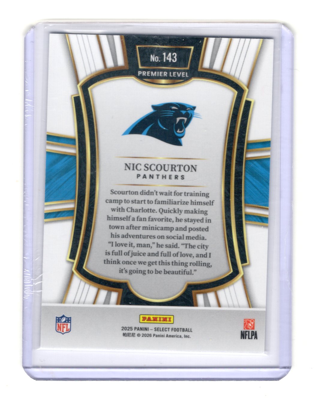 2025 Panini Select Nic Scourton Card Carolina Panthers