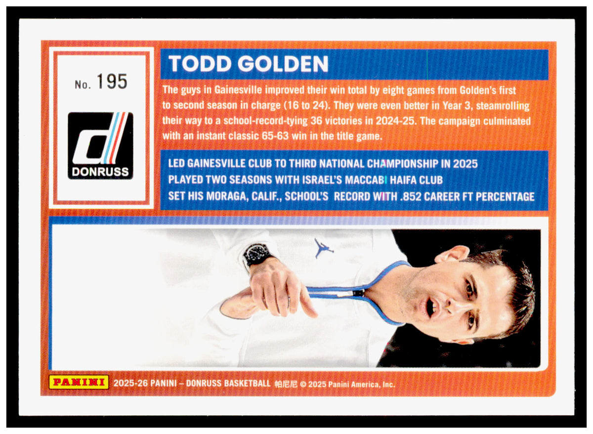 2025-26 Donruss Todd Golden Card Holo Green Laser Florida Gators