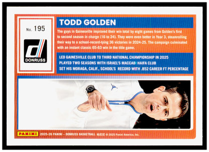 2025-26 Donruss Todd Golden Card Holo Green Laser Florida Gators