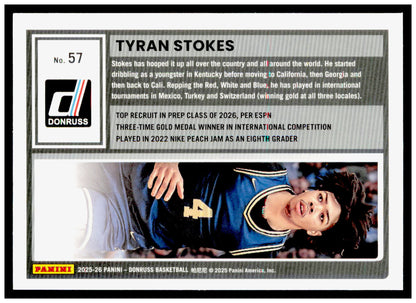 2025-26 Donruss Tyran Stokes Card Holo Green Laser