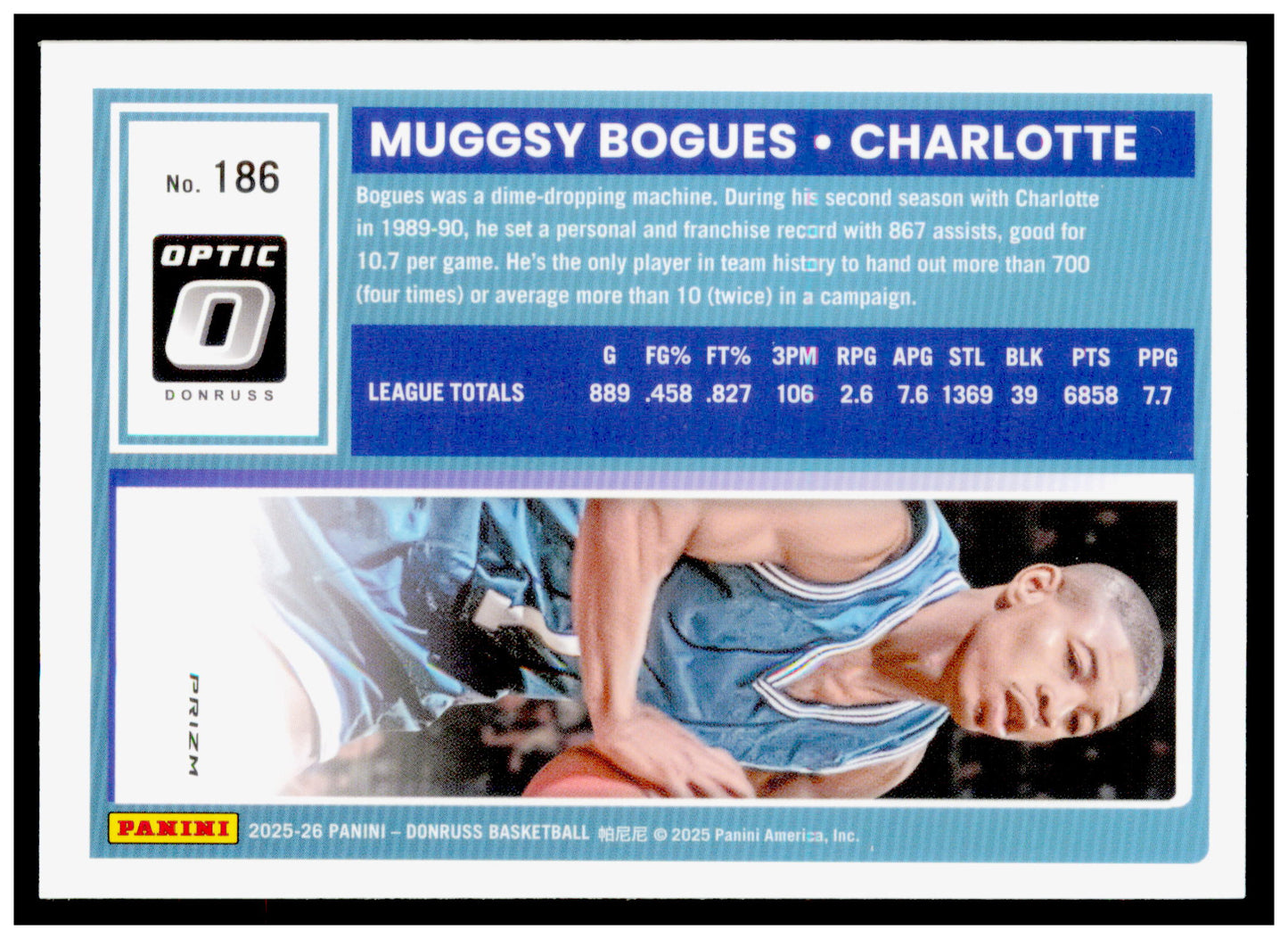 2025-26 Donruss Muggsy Bogues Card Optic Charlotte Hornets