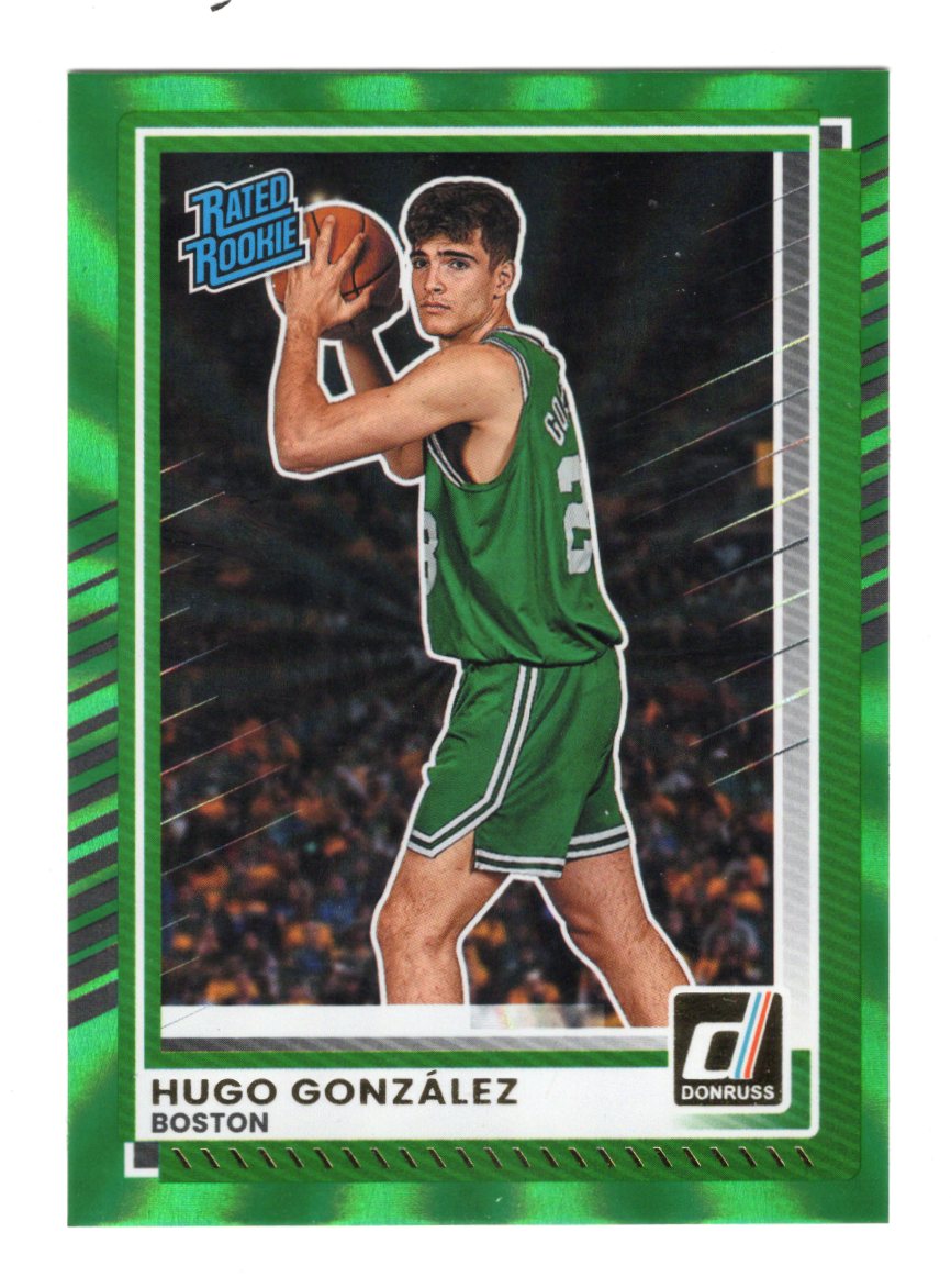 2025-26 Donruss Hugo Gonzalez Card Holo Green Laser Boston Celtics