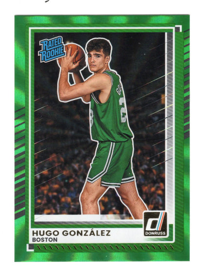 2025-26 Donruss Hugo Gonzalez Card Holo Green Laser Boston Celtics