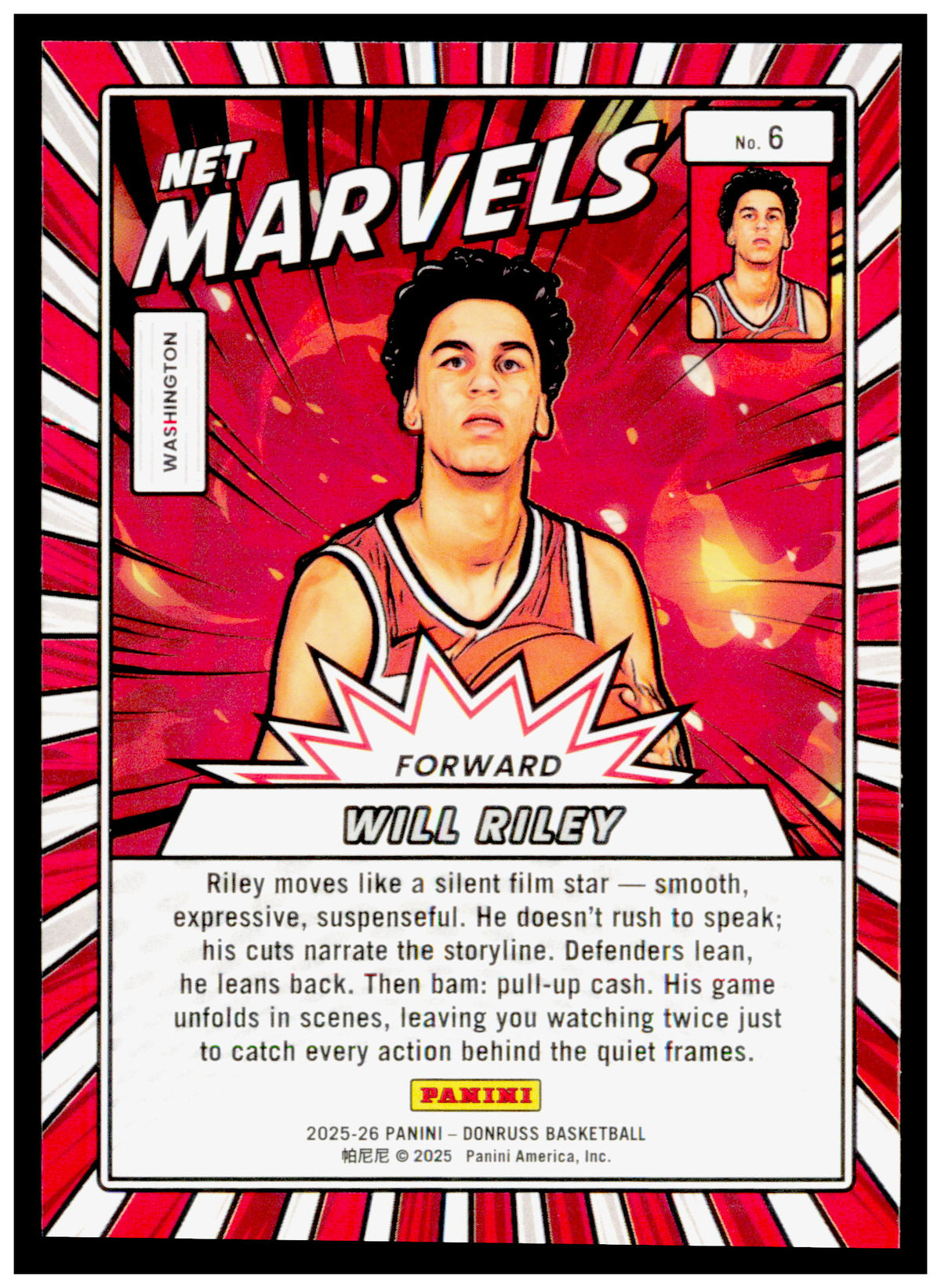 2025-26 Donruss Will Riley Card Net Marvels Washington Wizards