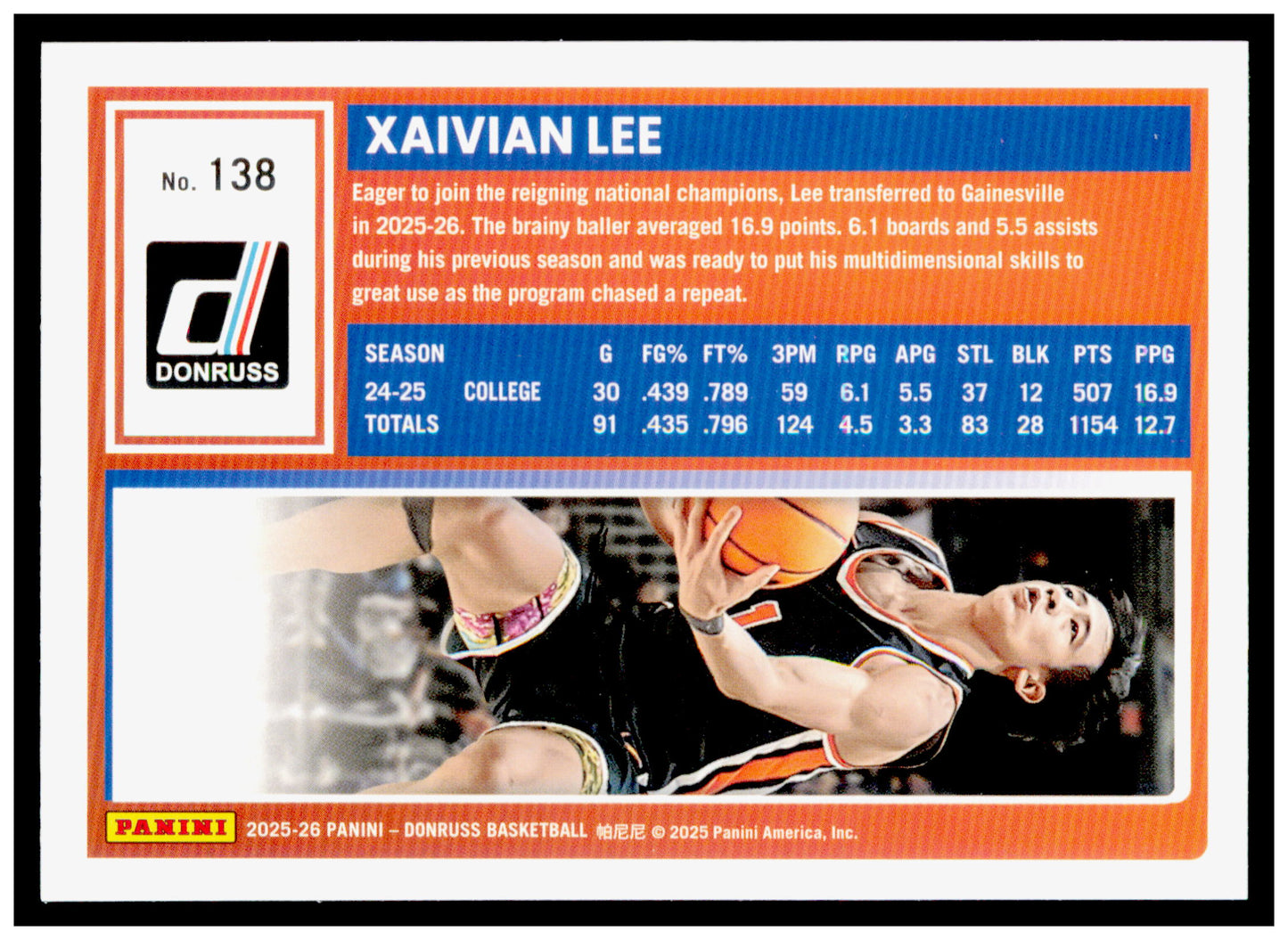 2025-26 Donruss Xaivian Lee Card Holo Green Laser Florida Gators