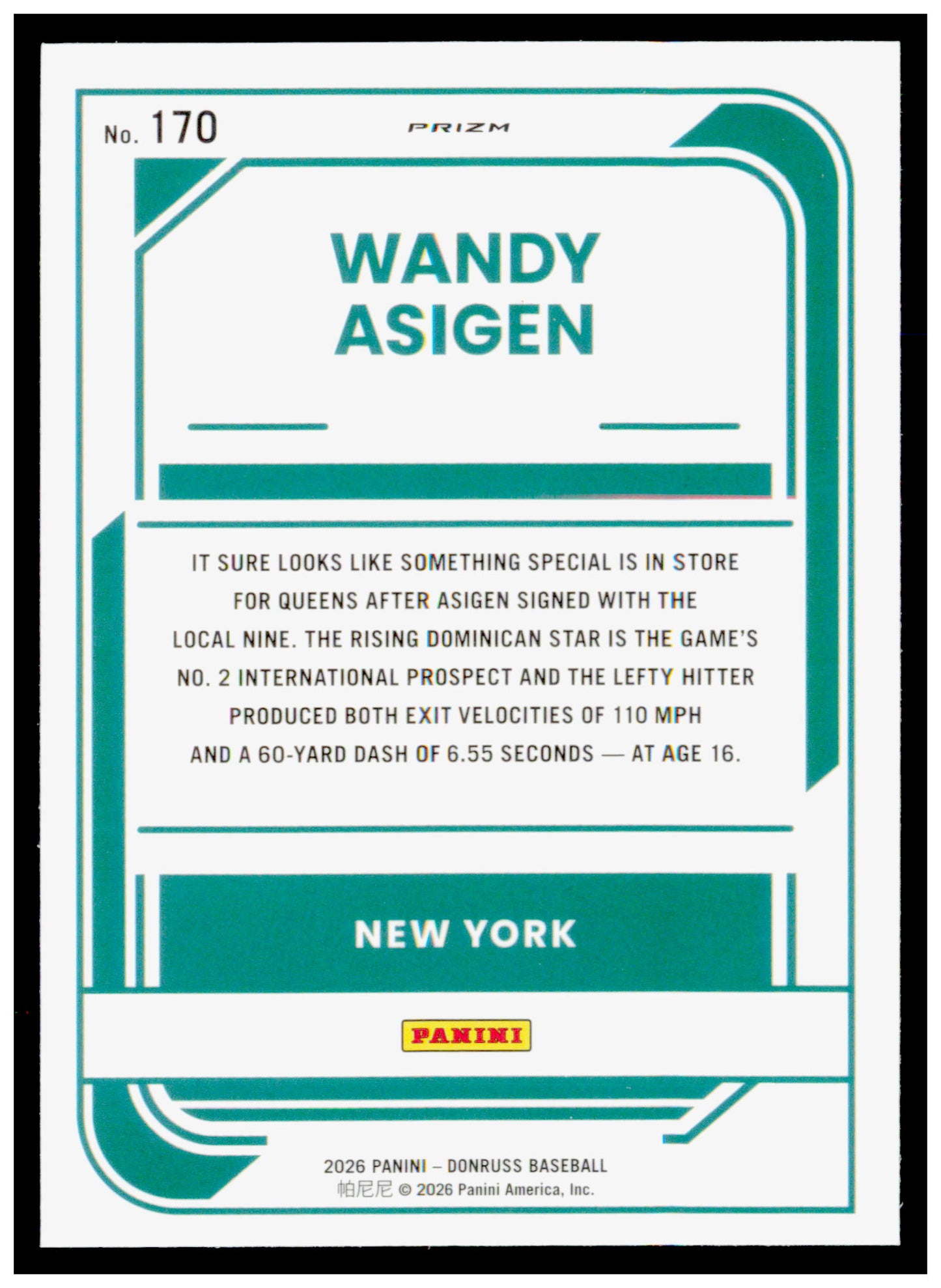 2026 Donruss Wandy Asigen Card Optic Holo New York Mets
