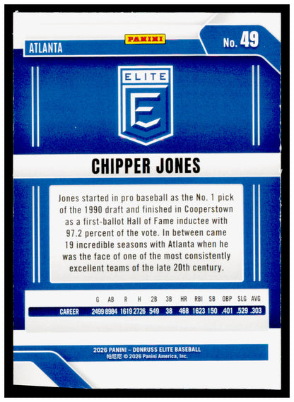 2026 Donruss Elite Chipper Jones Card Atlanta Braves