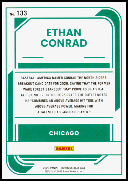 2026 Donruss Ethan Conrad Card Rockets Chicago Cubs