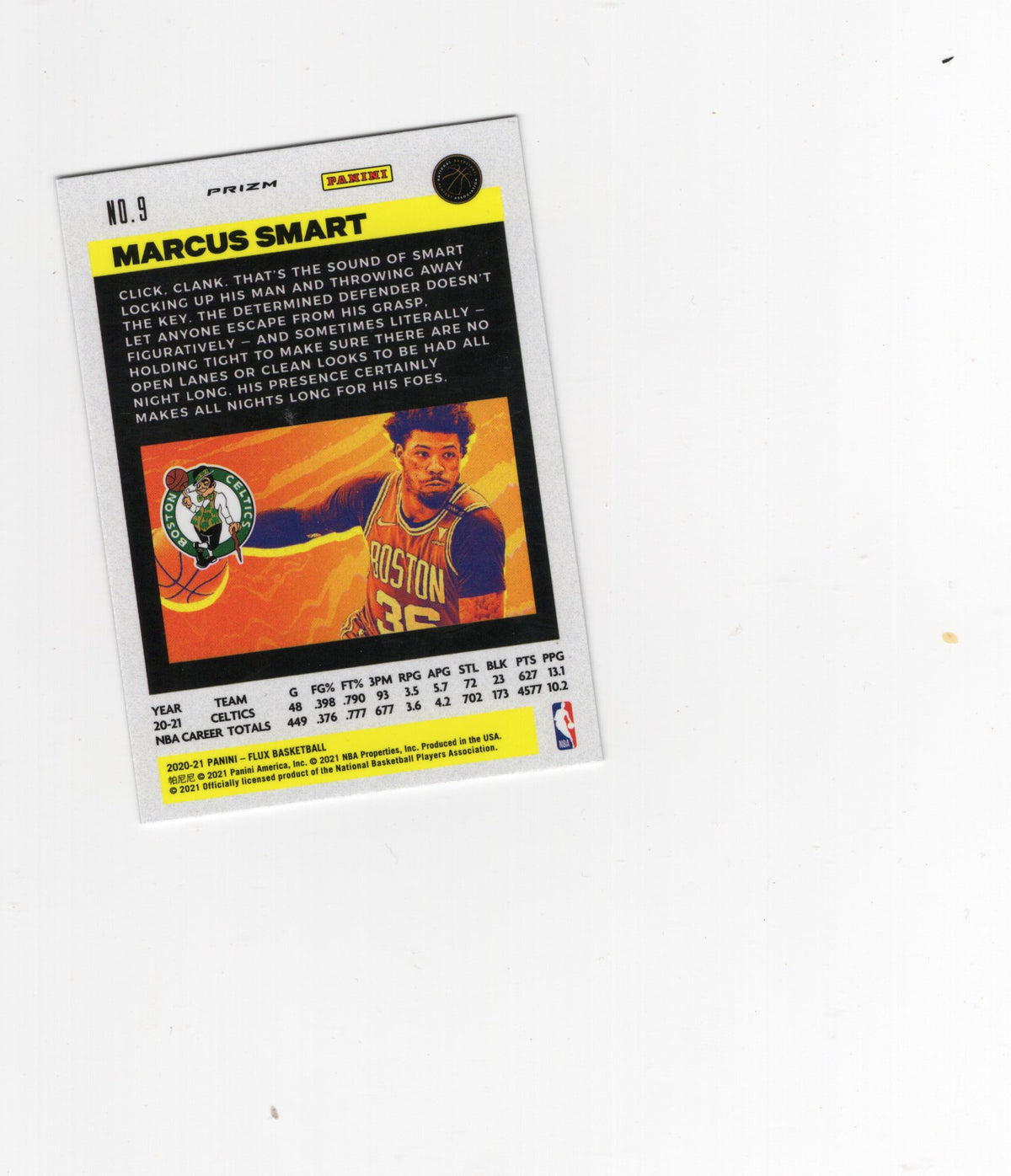 2020-21 Panini Flux Marcus Smart Card Pulsar Boston Celtics