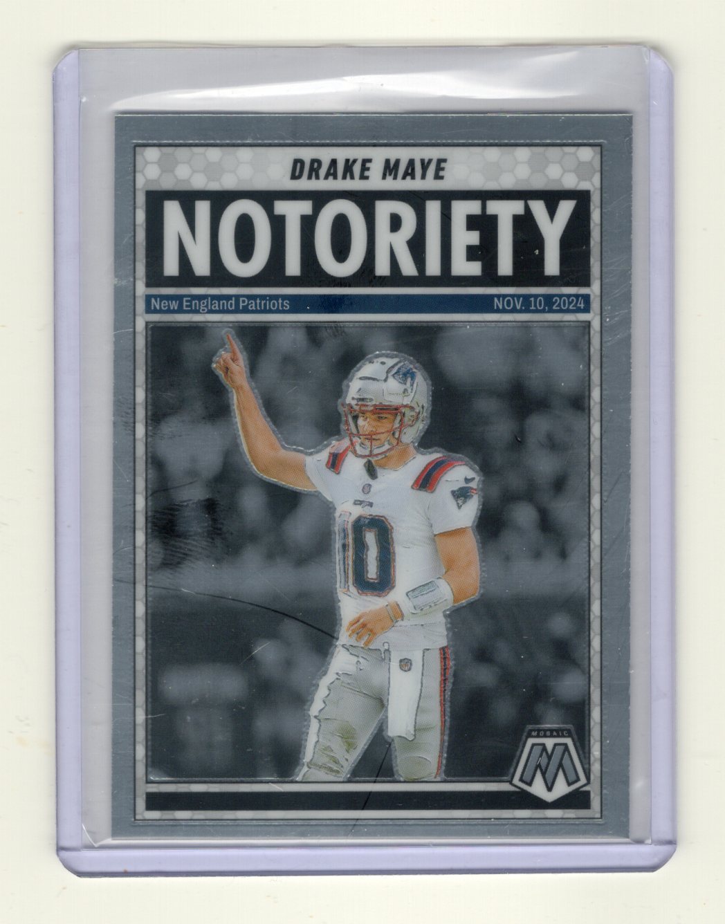 2025 Panini Mosaic Drake Maye Card Notoriety New England Patriots
