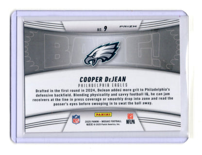 2025 Panini Mosaic Cooper DeJean Card Bang! Mosaic Orange Fluorescent Eagles