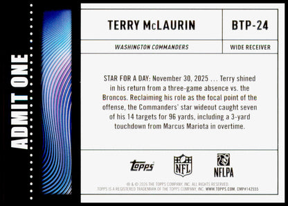 2026 Topps Flagship Terry McLaurin Card Big Ticket Players Washington Commanders
