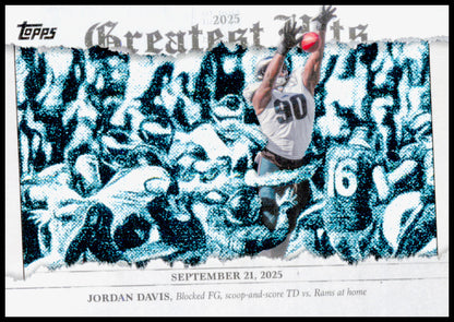 2026 Topps Flagship Jordan Davis Card 2025 Greatest Hits Philadelphia Eagles