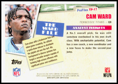 2026 Topps Flagship Cam Ward Card Topps Flagship Profiles Tennessee Titans