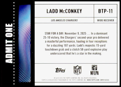 2026 Topps Flagship Ladd McConkey Card Big Ticket Players Los Angeles Chargers