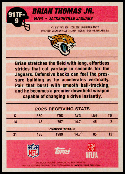 2026 Topps Flagship Brian Thomas Jr.  1991 Topps Flagship Football Jaguars