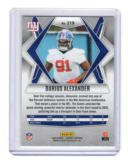 2025 Panini Phoenix Darius Alexander Card RC New York Giants